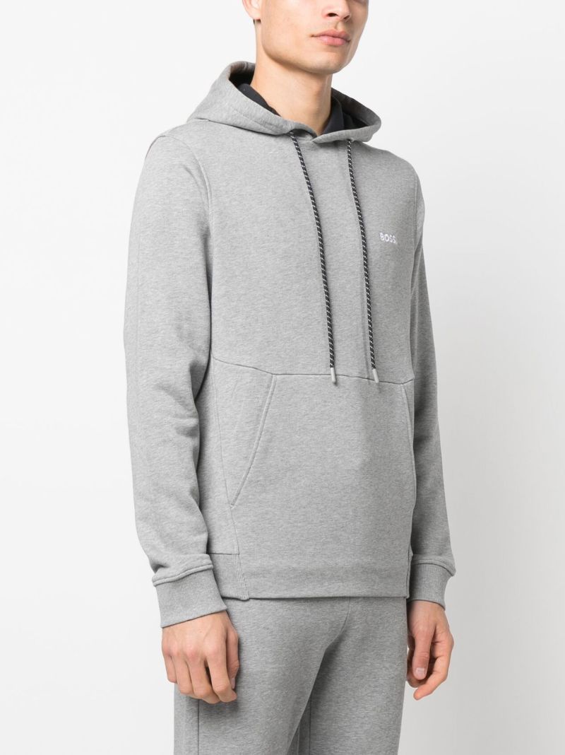 Grey Logo Embroidered Hoodie