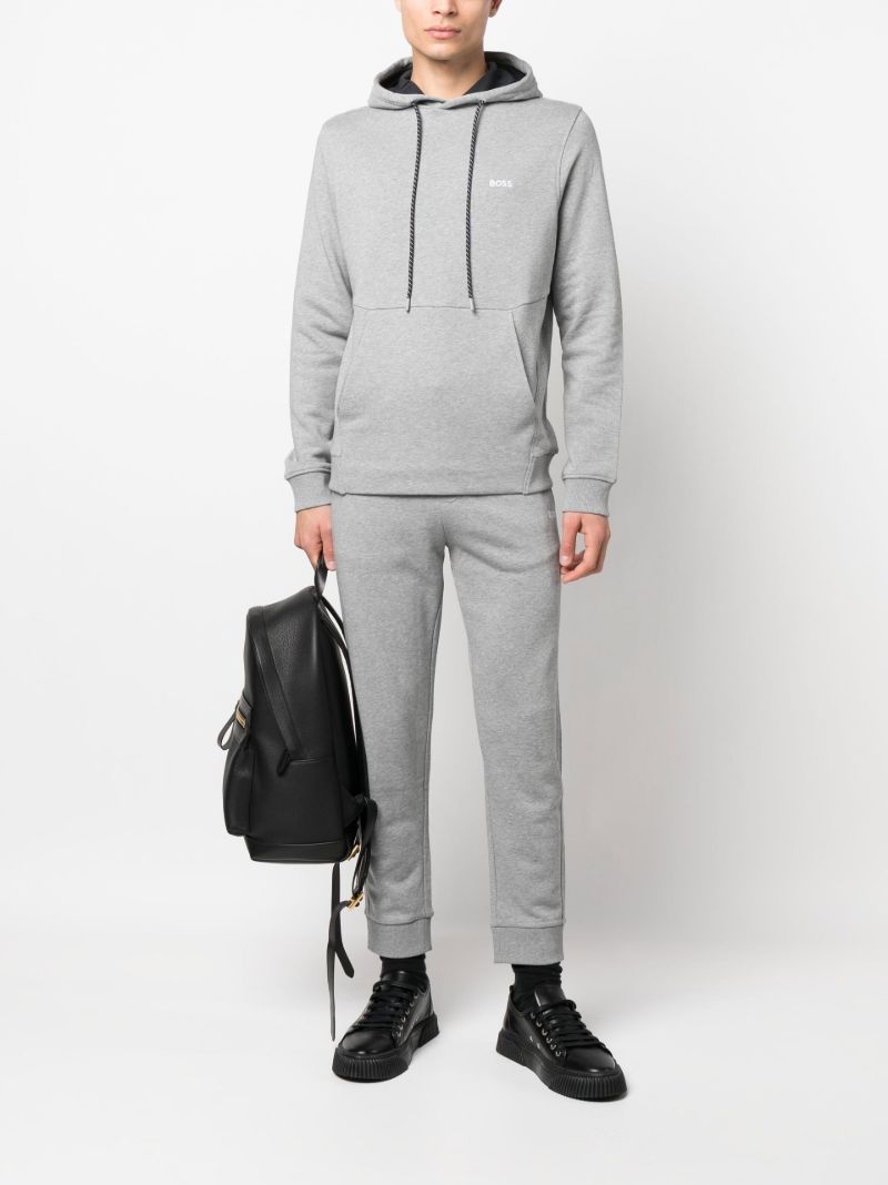 Grey Logo Embroidered Hoodie