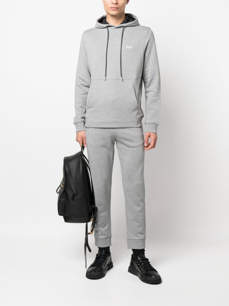 Grey Logo Embroidered Hoodie