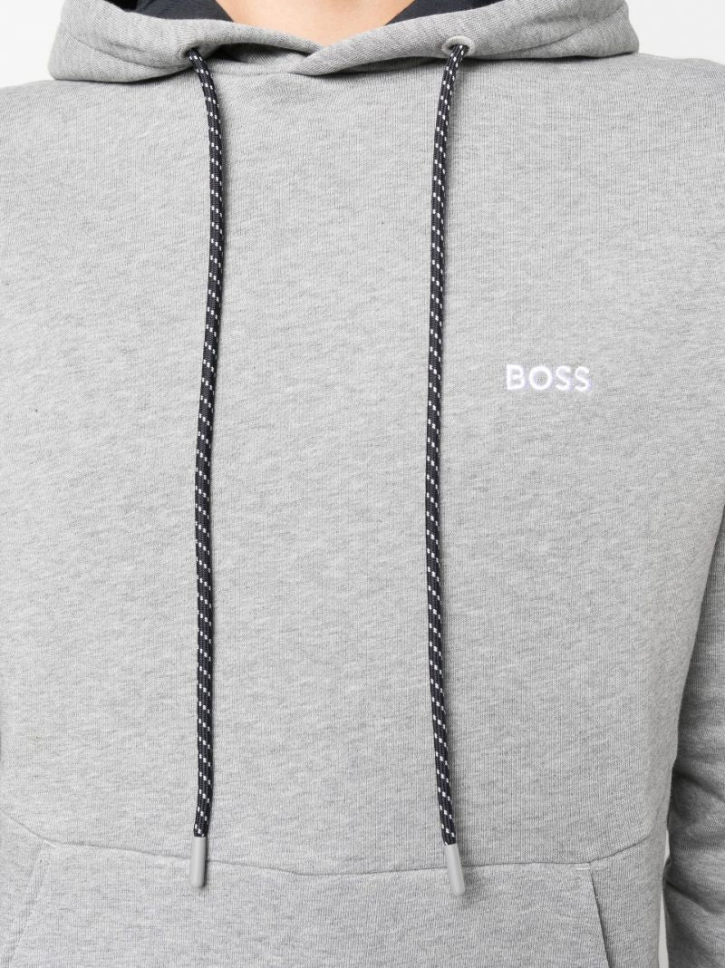 Grey Logo Embroidered Hoodie