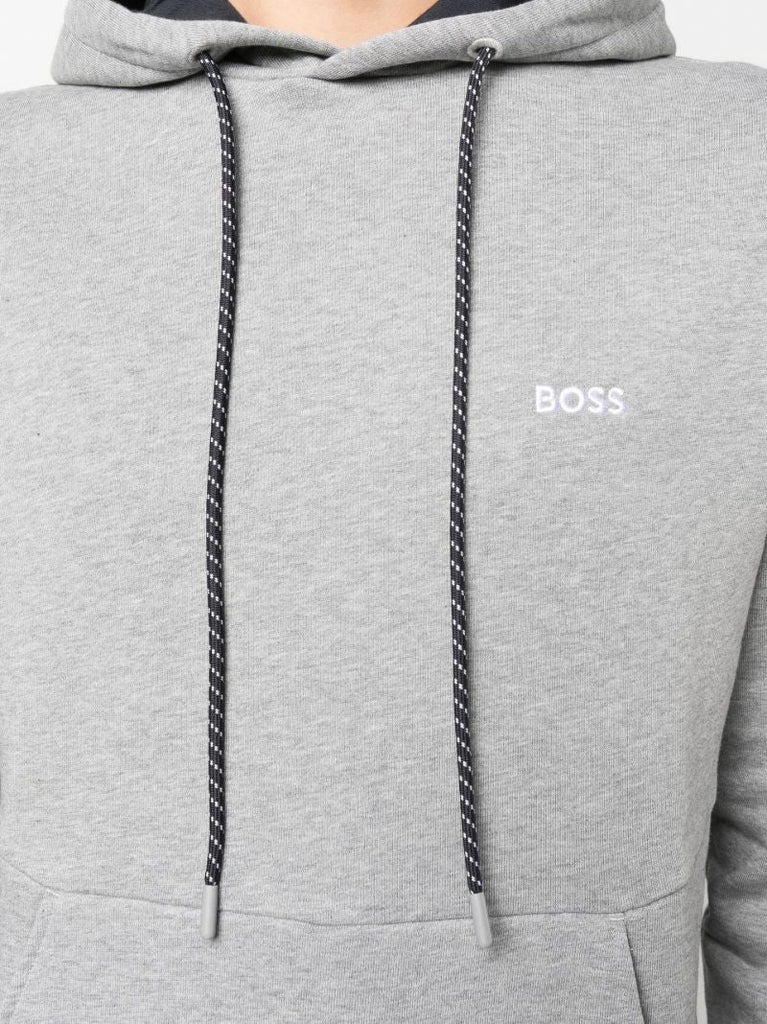 Grey Logo Embroidered Hoodie