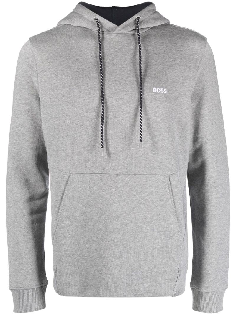 Grey Logo Embroidered Hoodie