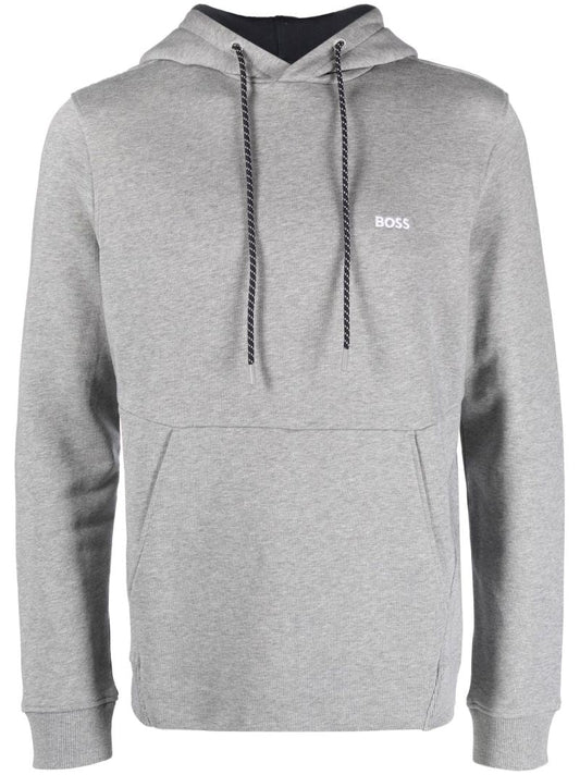 Grey Logo Embroidered Hoodie