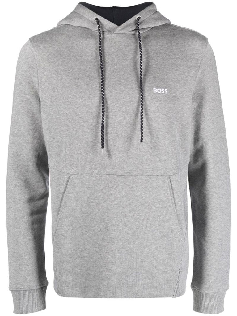 Grey Logo Embroidered Hoodie