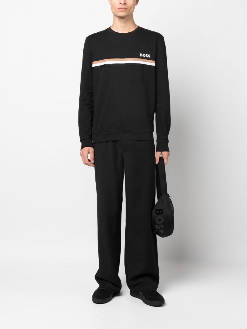Black Stripe Detail Cotton Sweatshirt