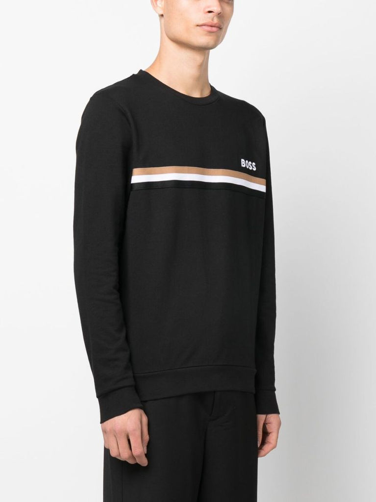 Black Stripe Detail Cotton Sweatshirt