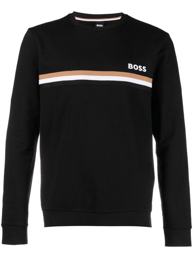 Black Stripe Detail Cotton Sweatshirt