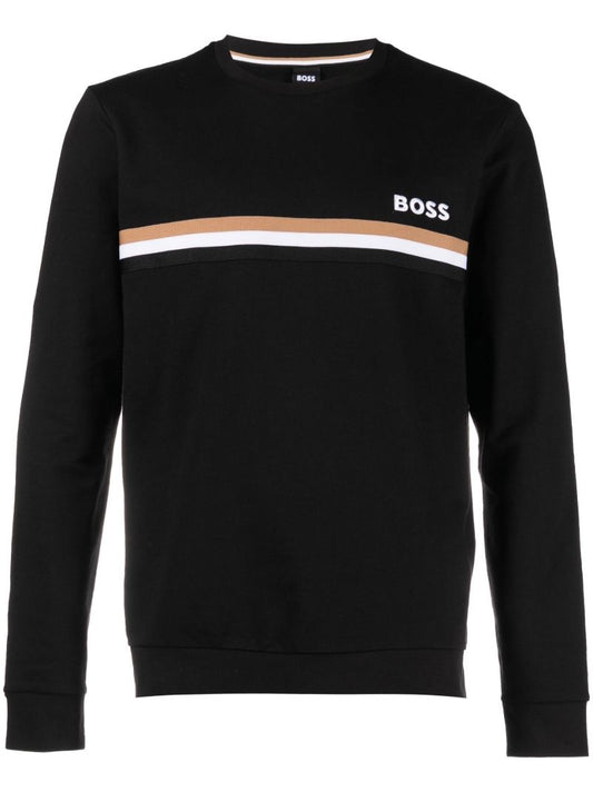 Black Stripe Detail Cotton Sweatshirt