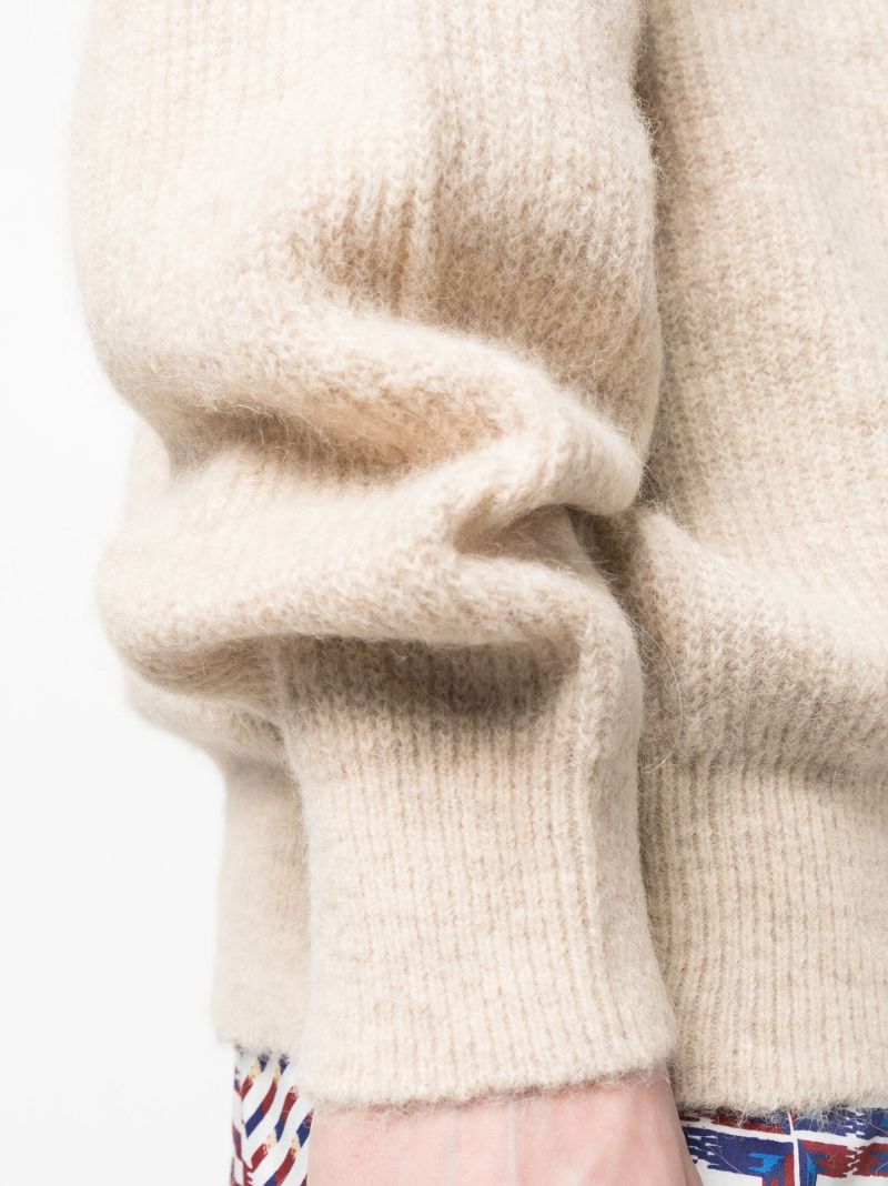 Neutral Ribbed Knit Crew Neck Sweater