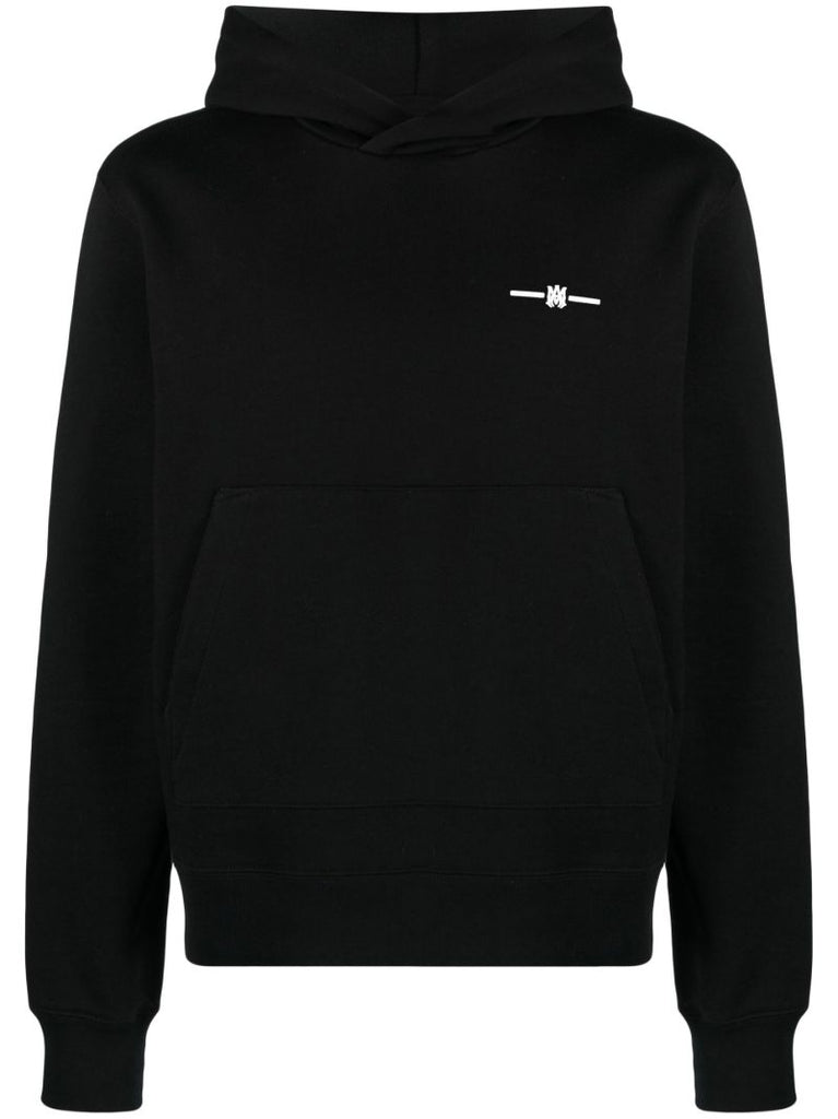 Black Logo Print Cotton Hoodie