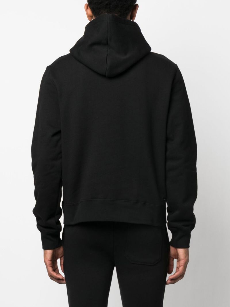 Black Logo Print Cotton Hoodie