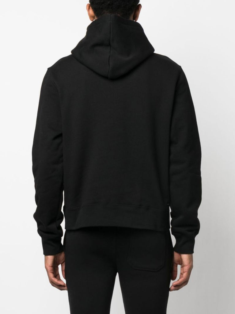 Black Logo Print Cotton Hoodie