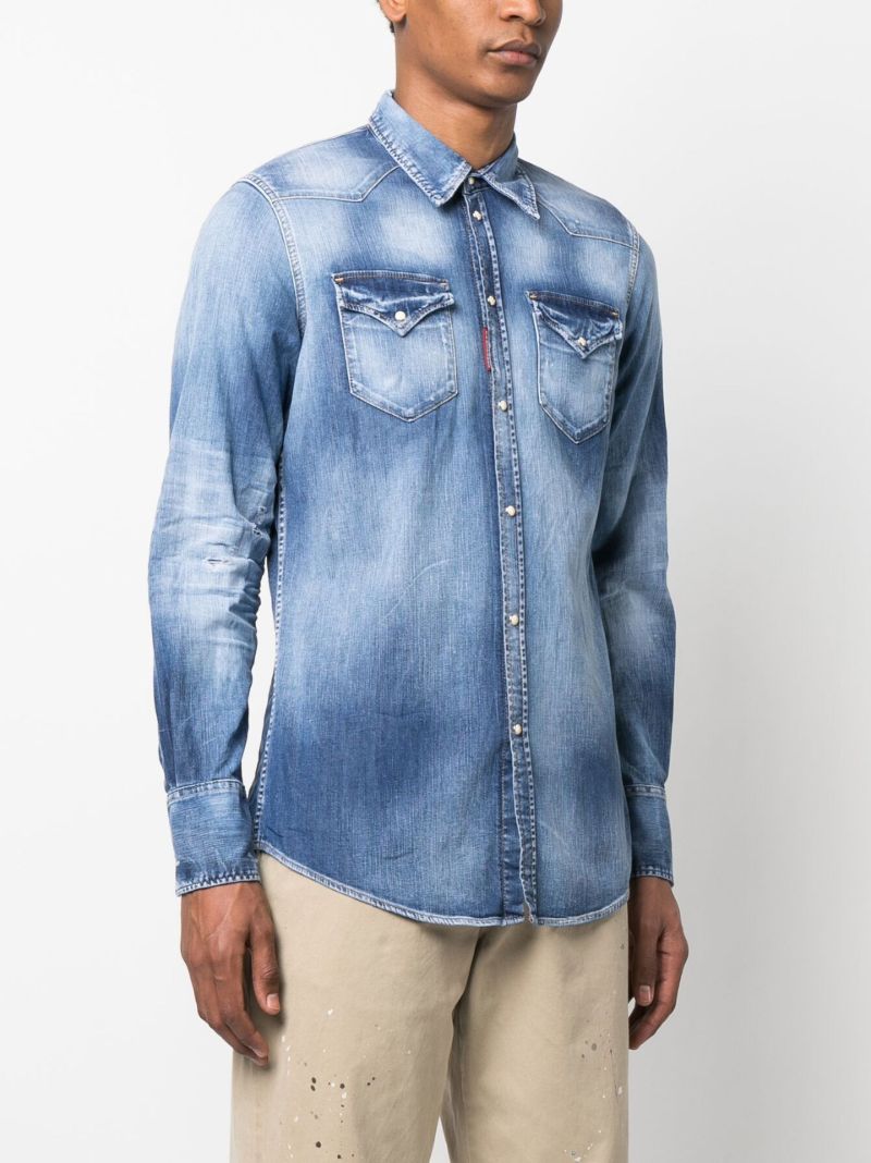 Blue Icon Western-style Denim Shirt
