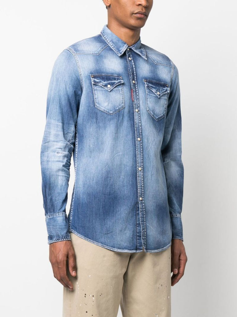Blue Icon Western-style Denim Shirt