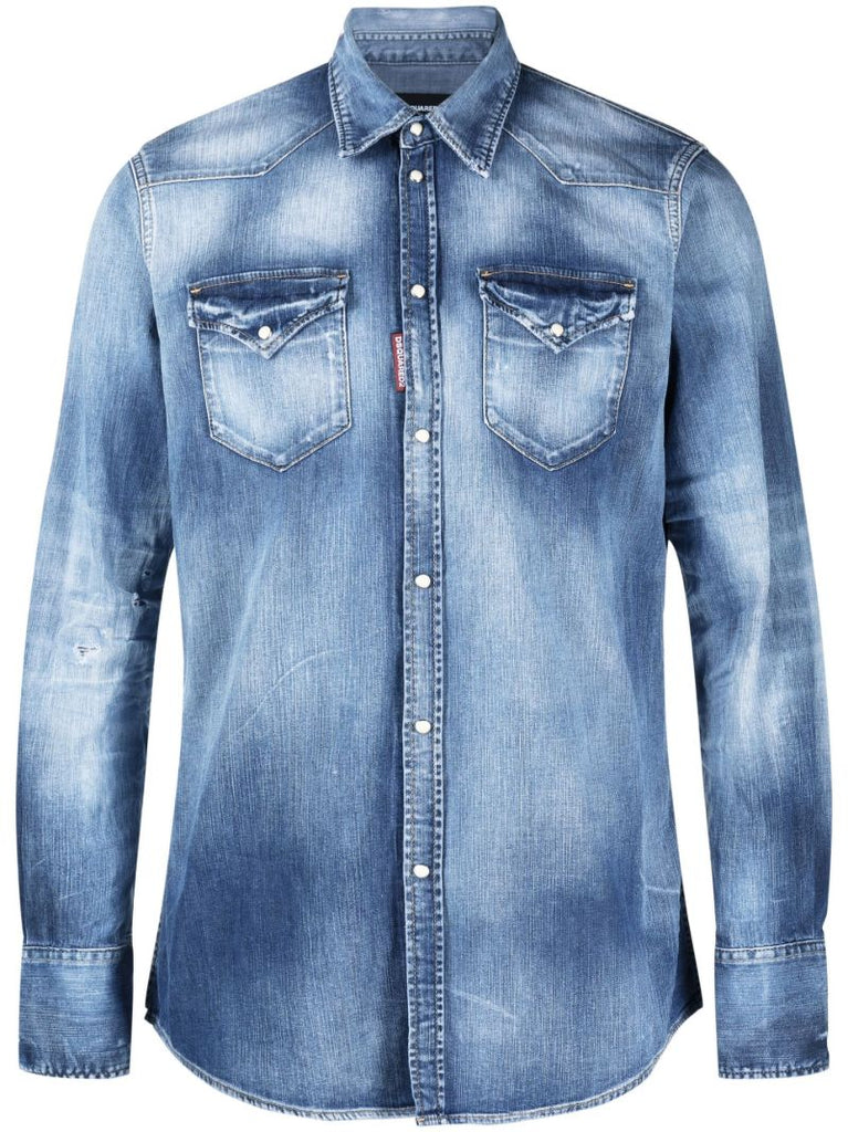 Blue Icon Western-style Denim Shirt