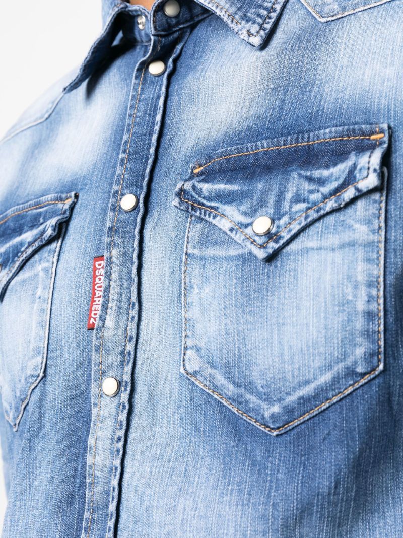 Blue Icon Western-style Denim Shirt