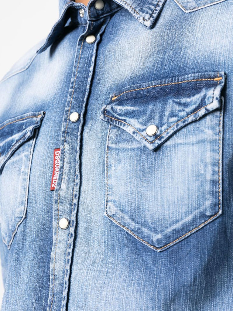Blue Icon Western-style Denim Shirt