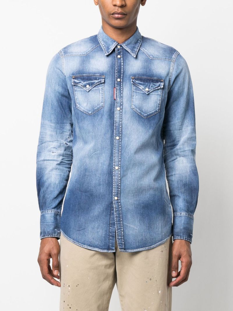 Blue Icon Western-style Denim Shirt