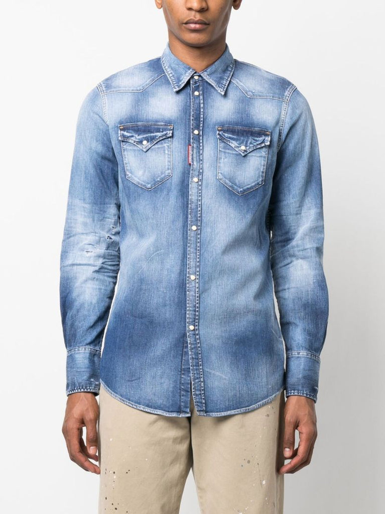 Blue Icon Western-style Denim Shirt