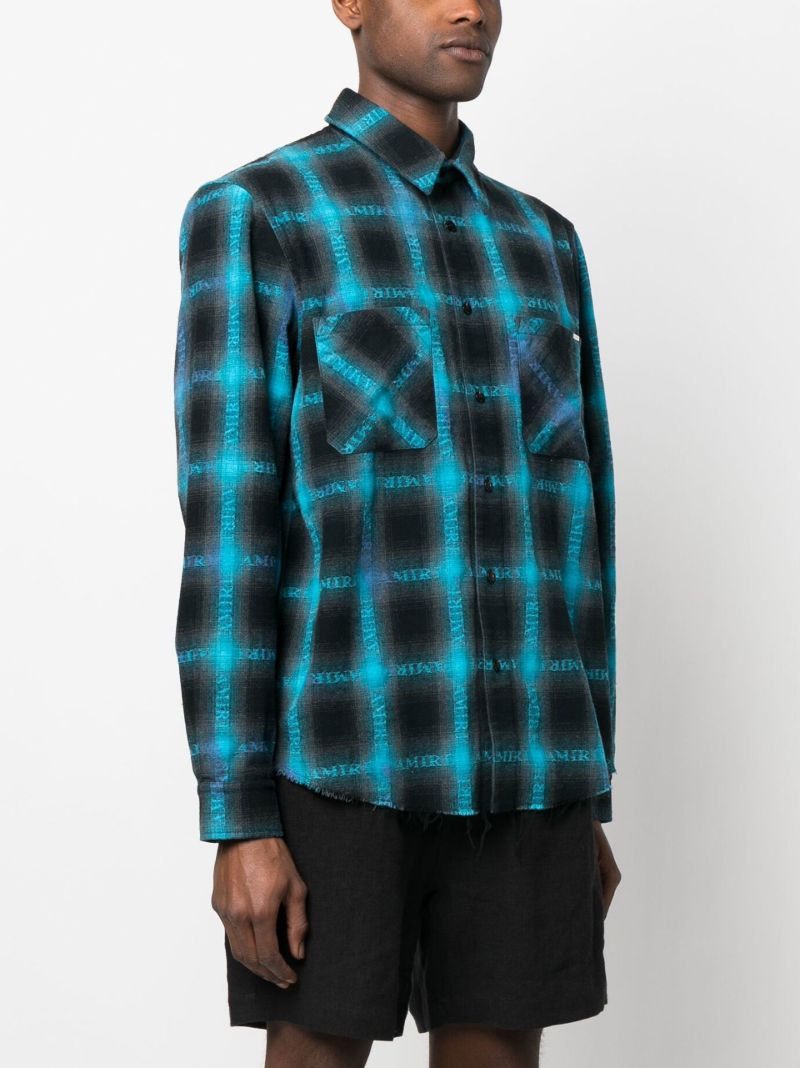 Blue Plaid Logo Print Shirt