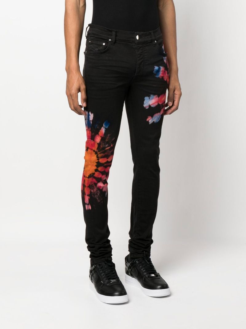 Black Tie-dye Print Skinny Jeans
