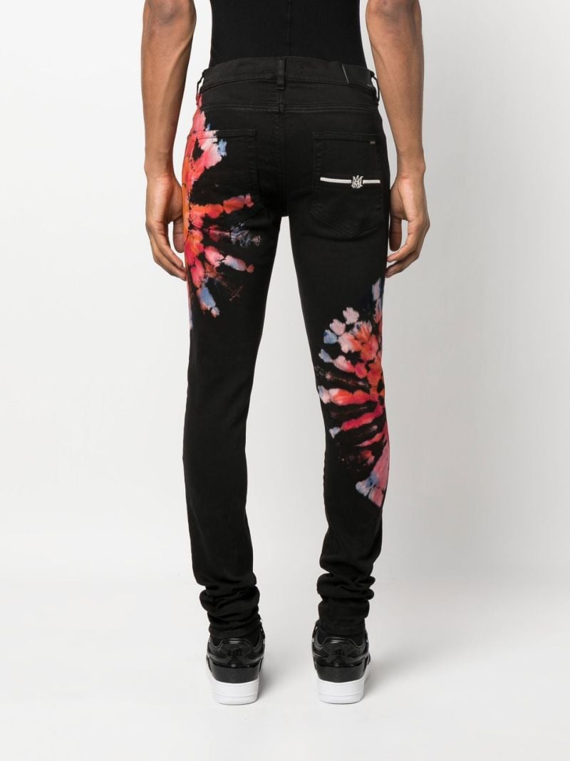 Black Tie-dye Print Skinny Jeans