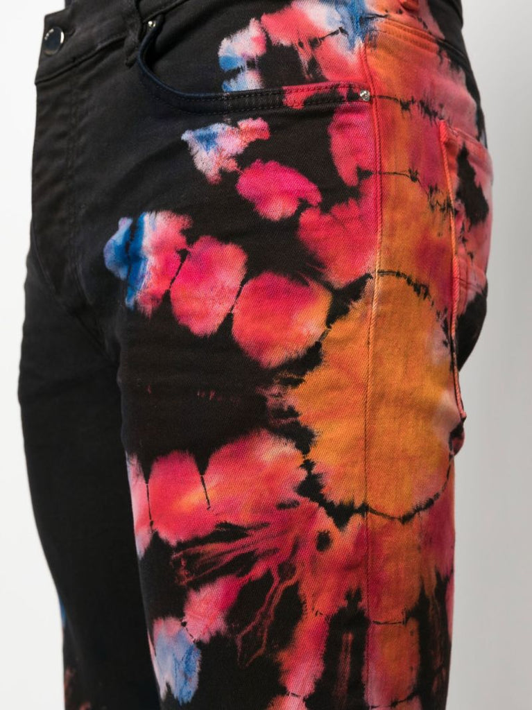 Black Tie-dye Print Skinny Jeans