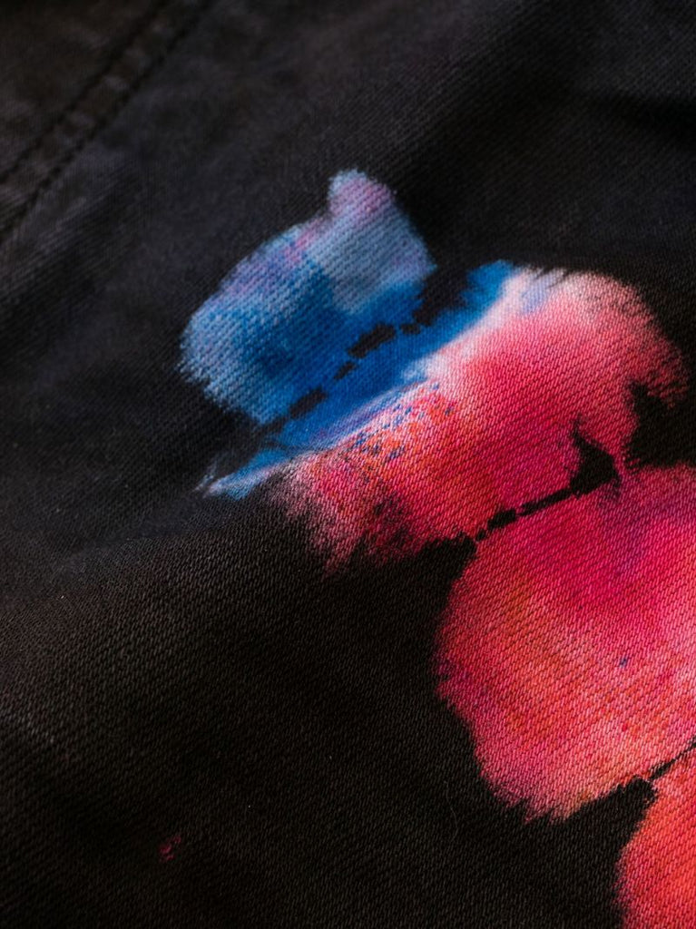 Black Tie-dye Print Skinny Jeans