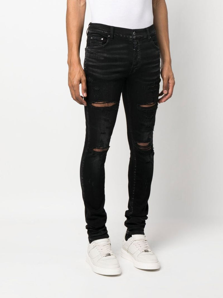Black Distressed Slim-fit Jeans