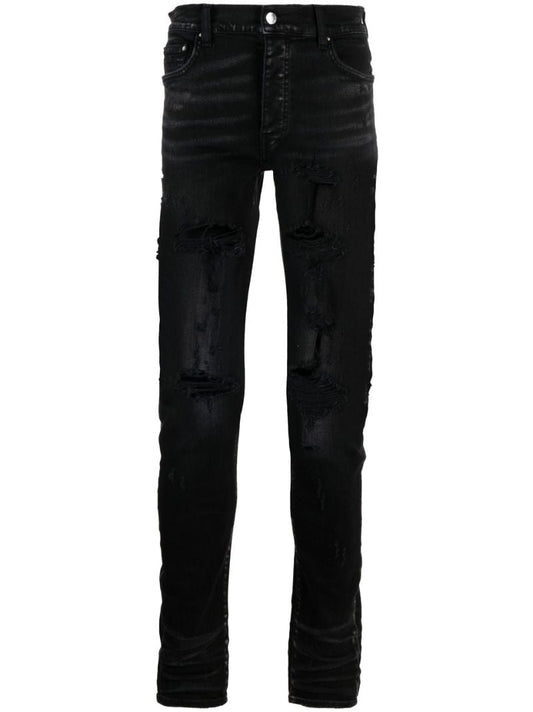 Black Distressed Slim-fit Jeans