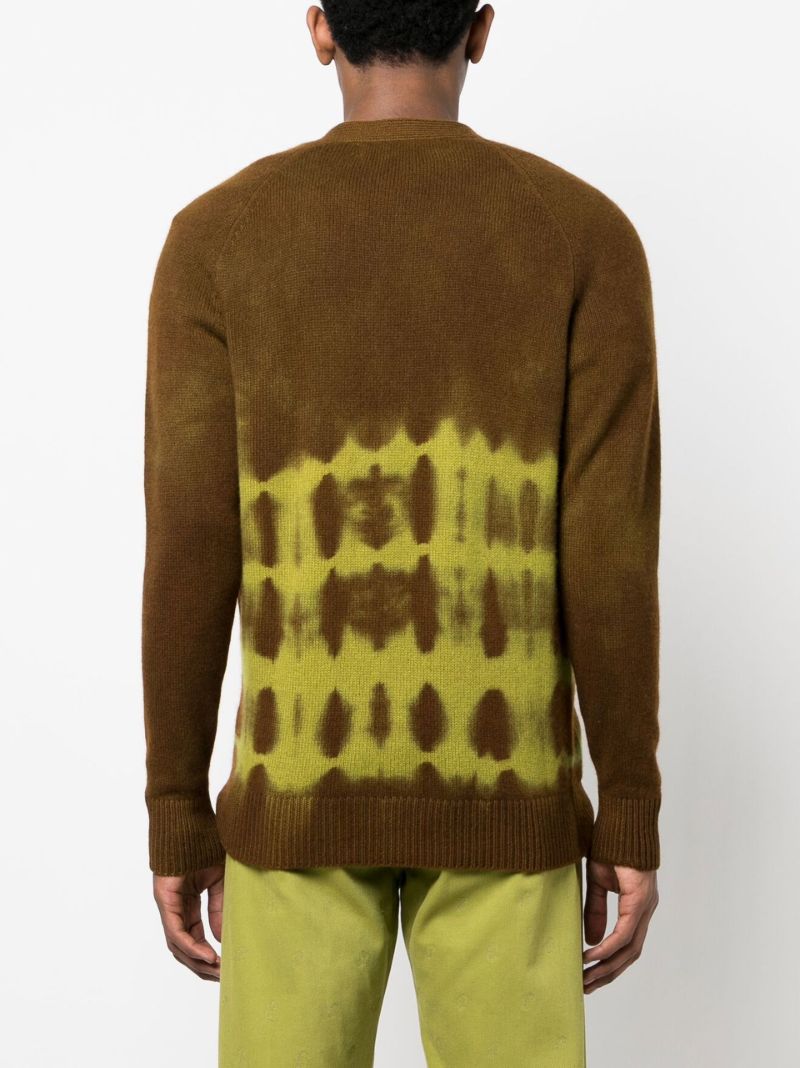 Brown Tie-dye Cashmere Cardigan
