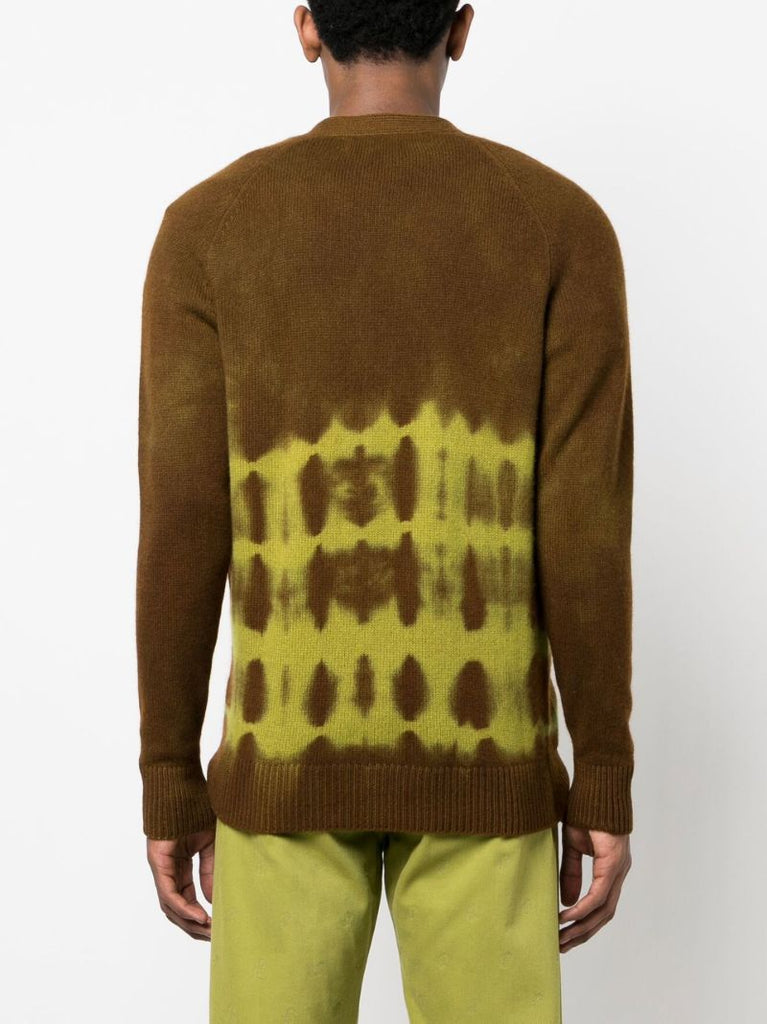 Brown Tie-dye Cashmere Cardigan