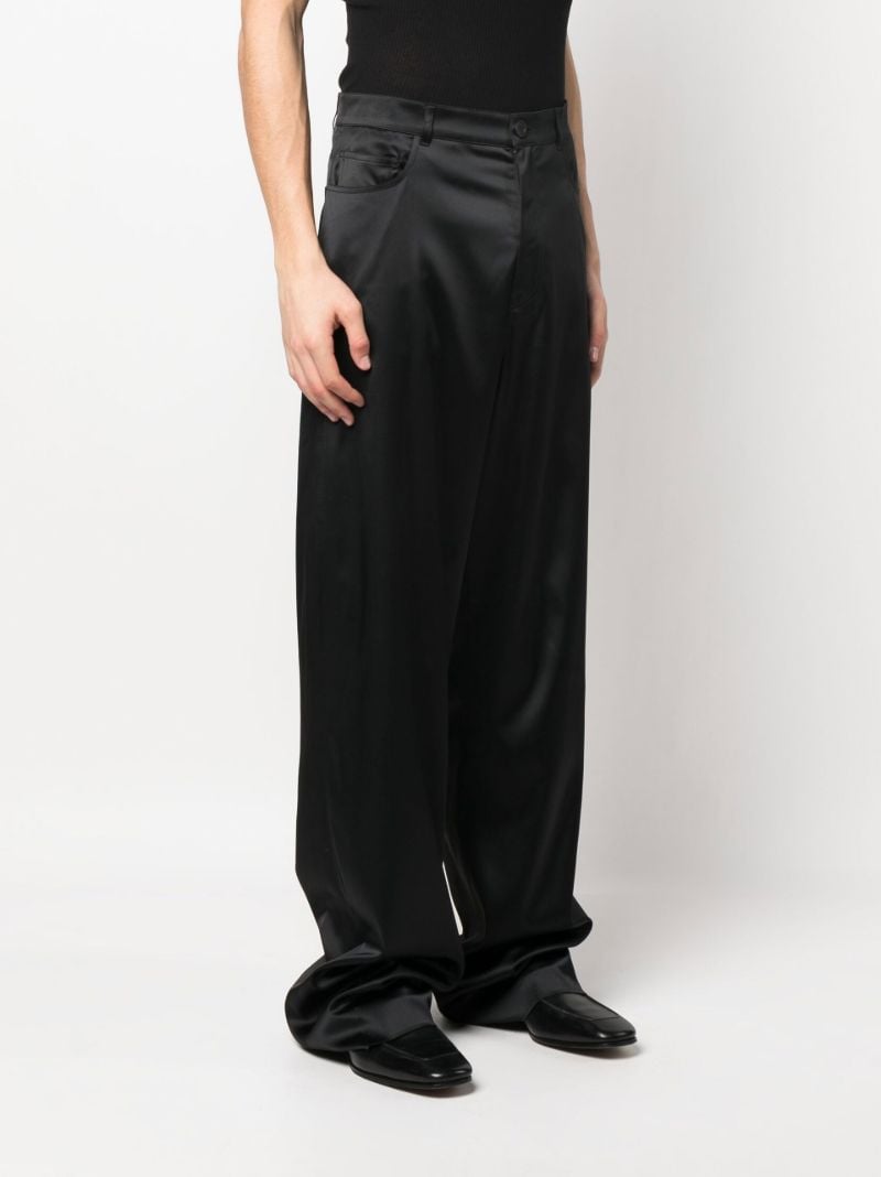 Black Wide Leg Stretch Satin Trousers