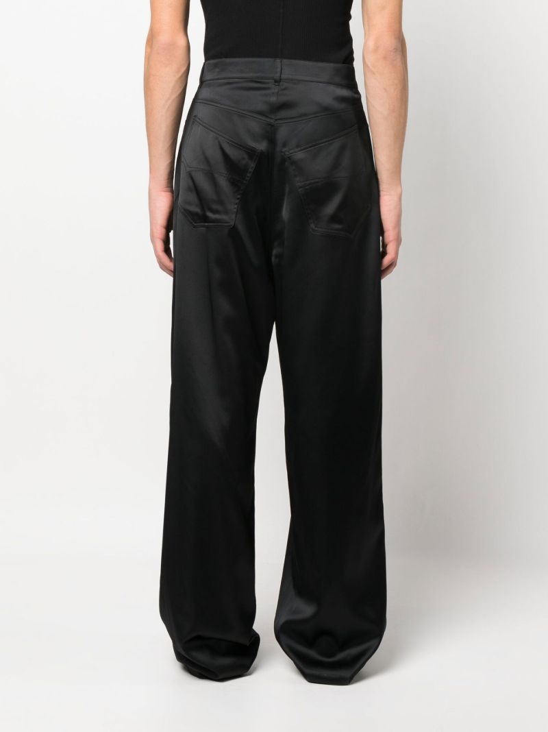 Black Wide Leg Stretch Satin Trousers