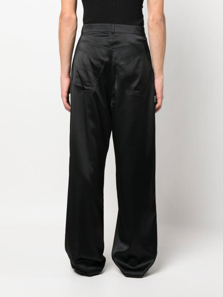 Black Wide Leg Stretch Satin Trousers