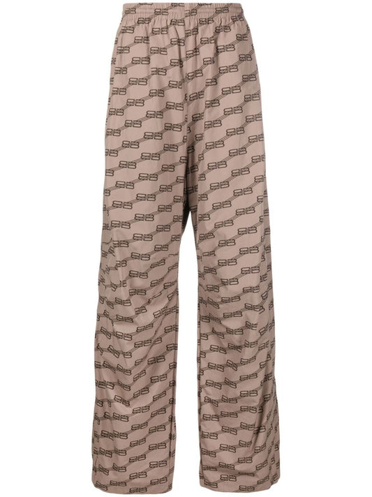 Neutral Monogram Print Track Pants