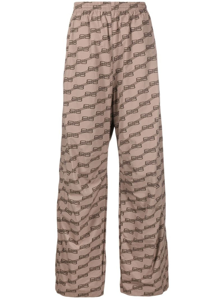 Neutral Monogram Print Track Pants