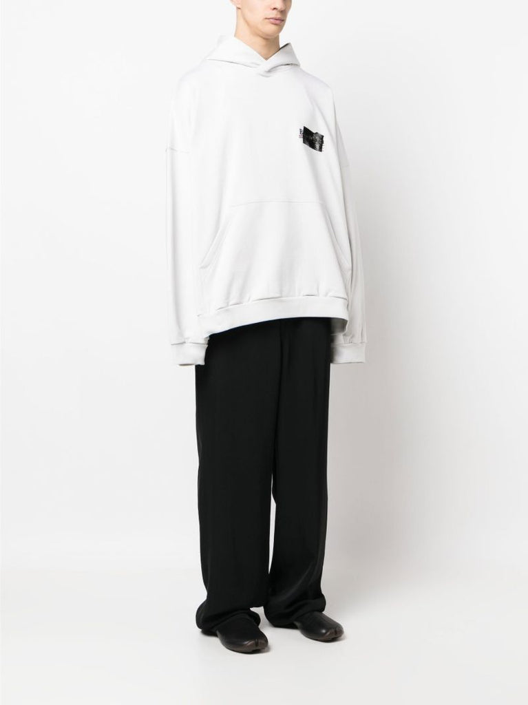 White Logo Print Hoodie