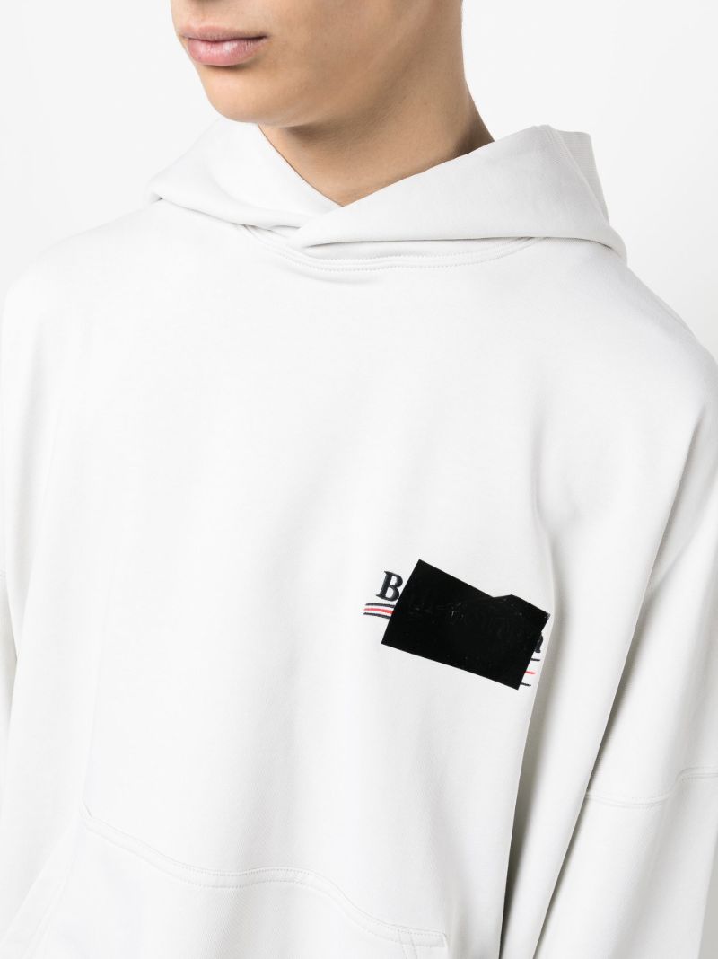 White Logo Print Hoodie