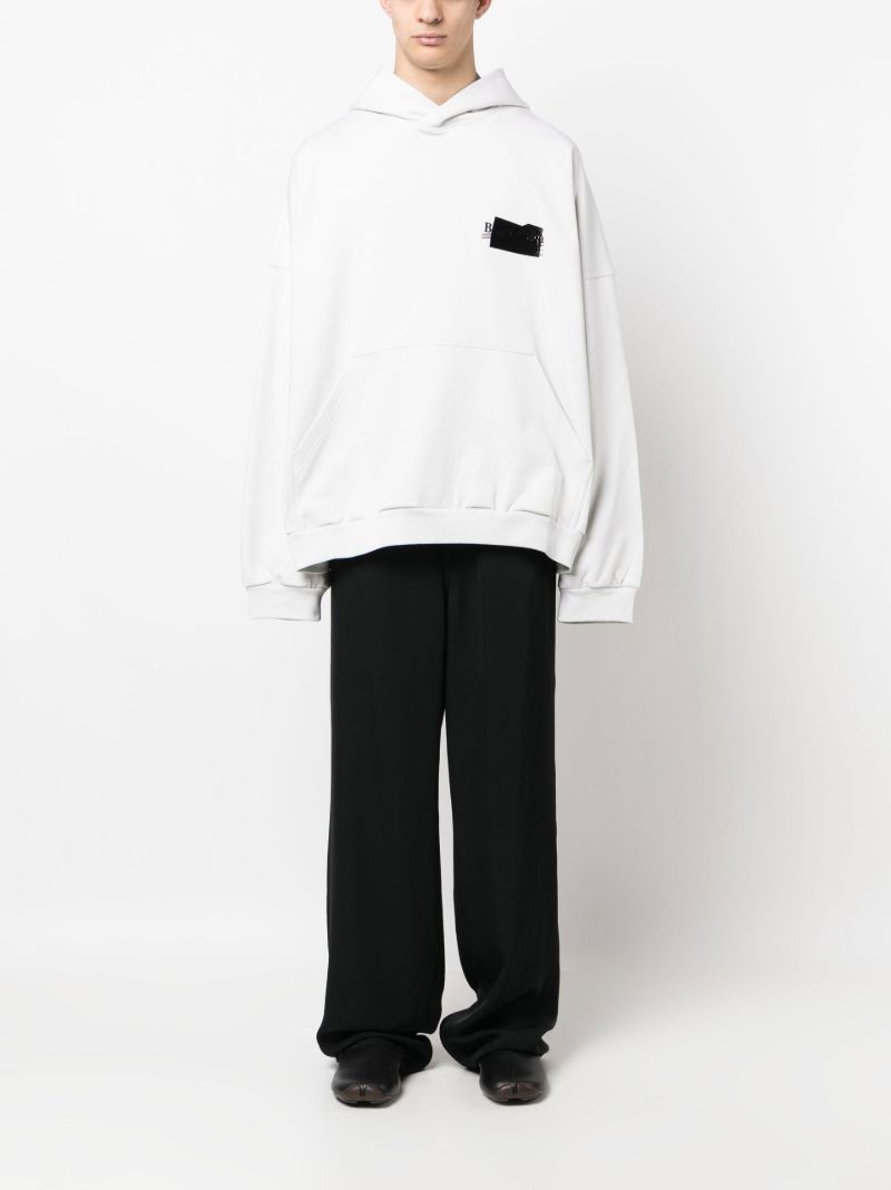 White Logo Print Hoodie