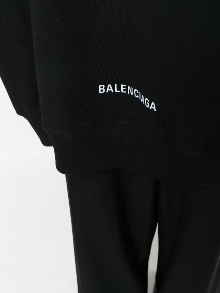 Black Embroidered Logo Hoodie