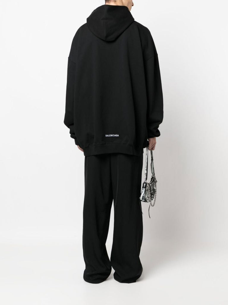 Black Embroidered Logo Hoodie