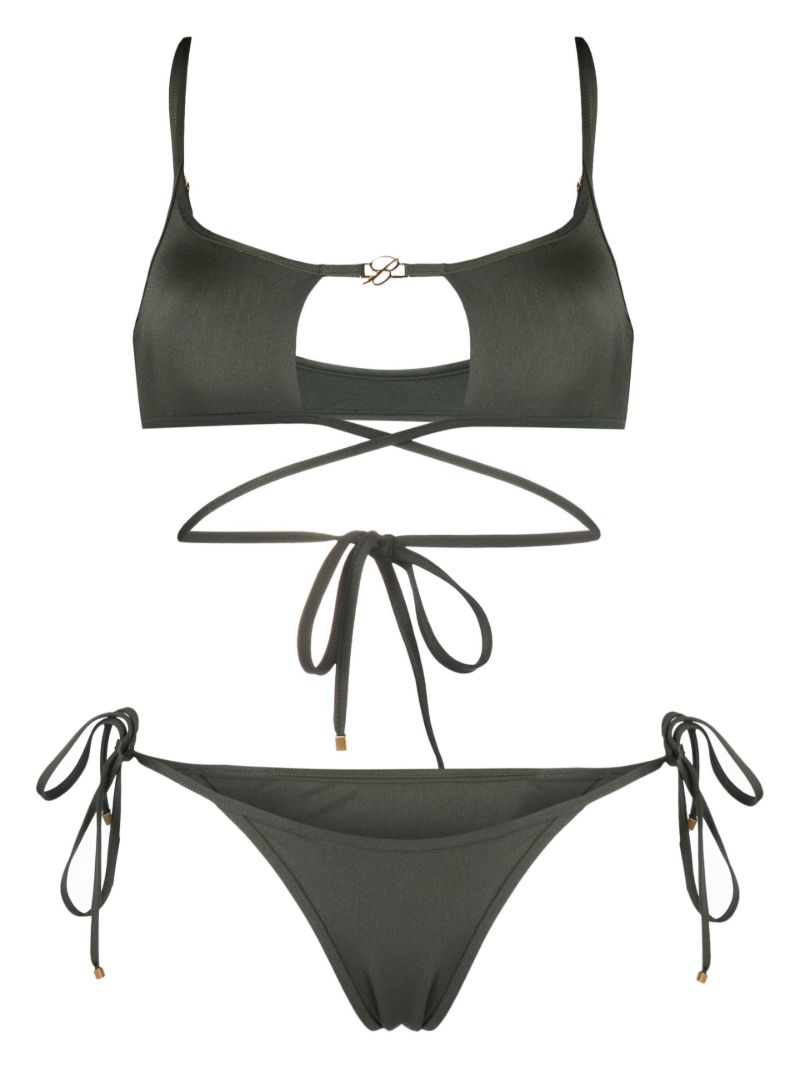 Green Cut-out Logo Bikini