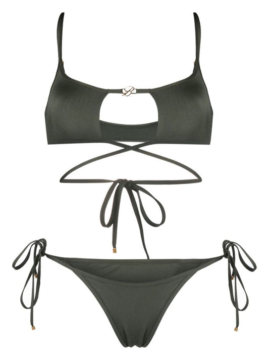 Green Cut-out Logo Bikini