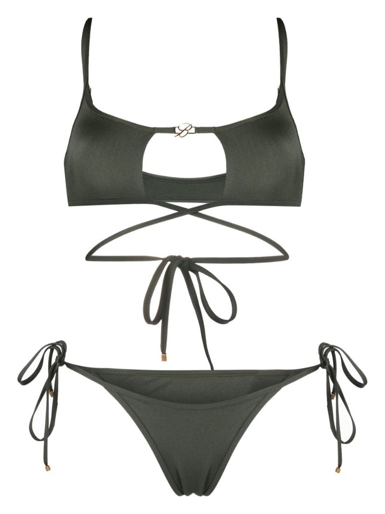 Green Cut-out Logo Bikini