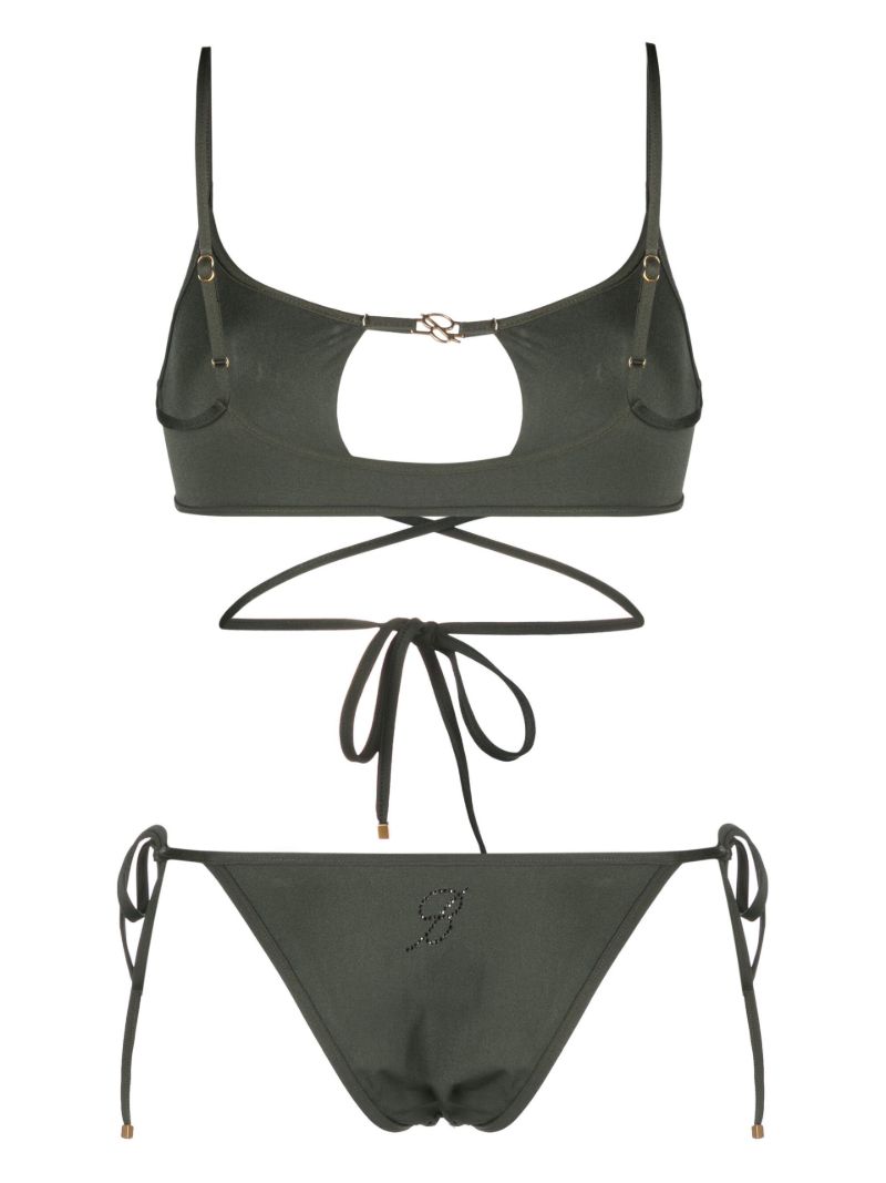 Green Cut-out Logo Bikini