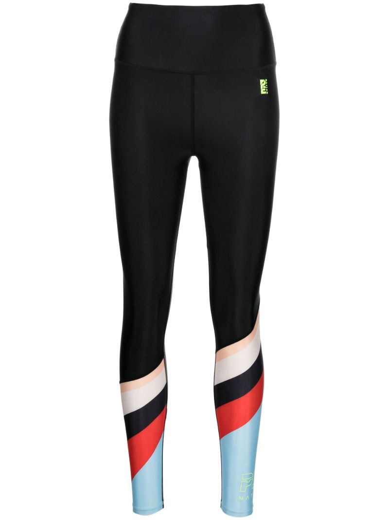 Black Roll Shot Striped Leggings