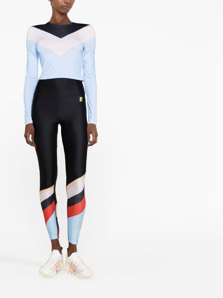 Black Roll Shot Striped Leggings