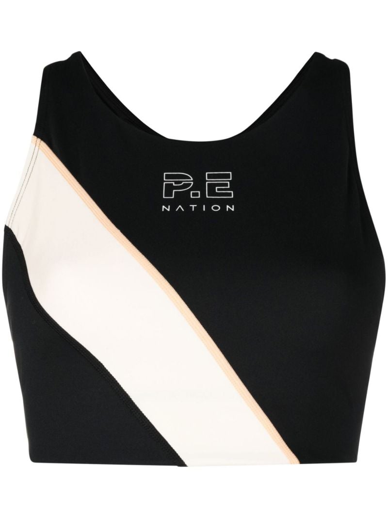 Black Logo-print Panelled Sports Bra