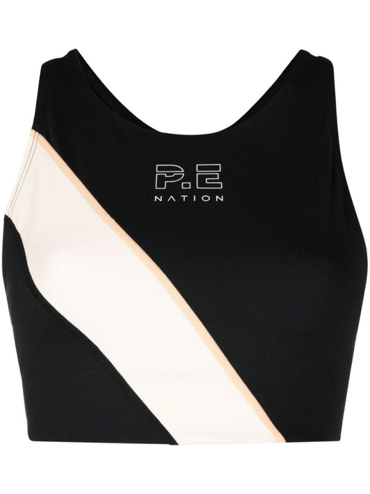 Black Logo-print Panelled Sports Bra